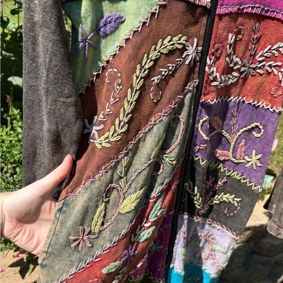 Vintage Y2K made in Nepal Multicolor Embroidered Long Sleeve duster jacket - Picture 6 of 9